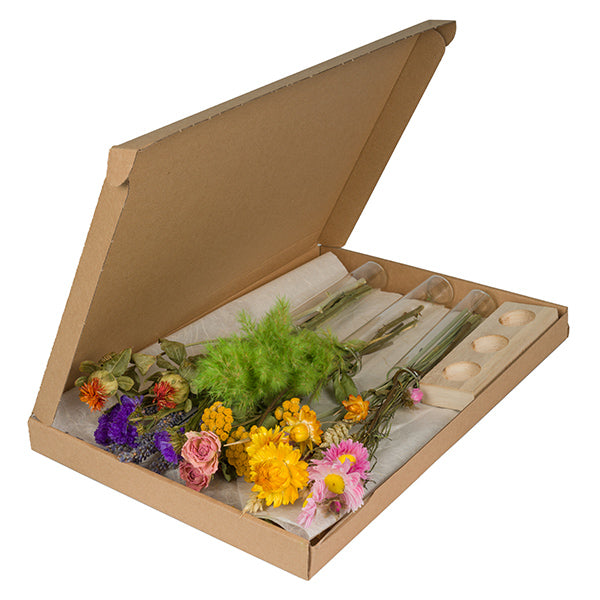 Trockenblumen mit 3 Vasen in Geschenkbox