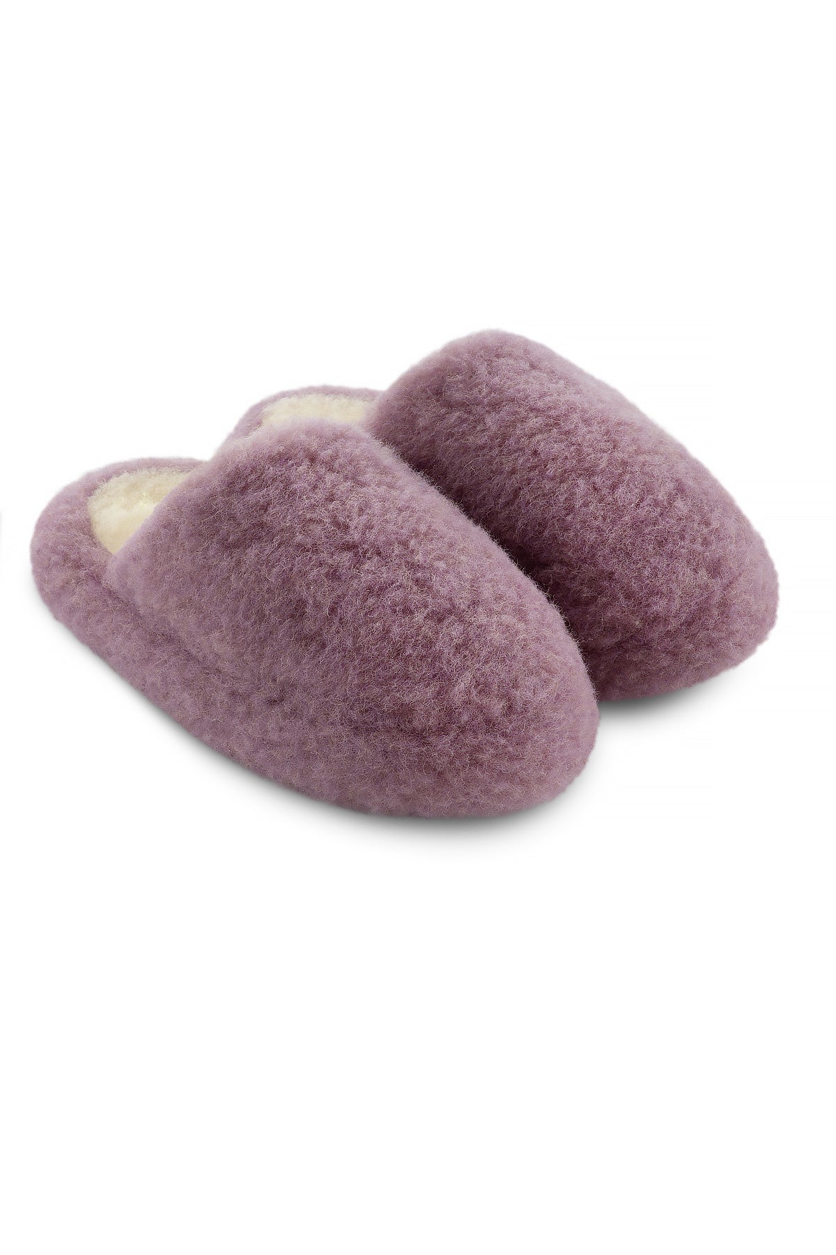 warme Pantoffeln aus Schafwolle Farbe flieder