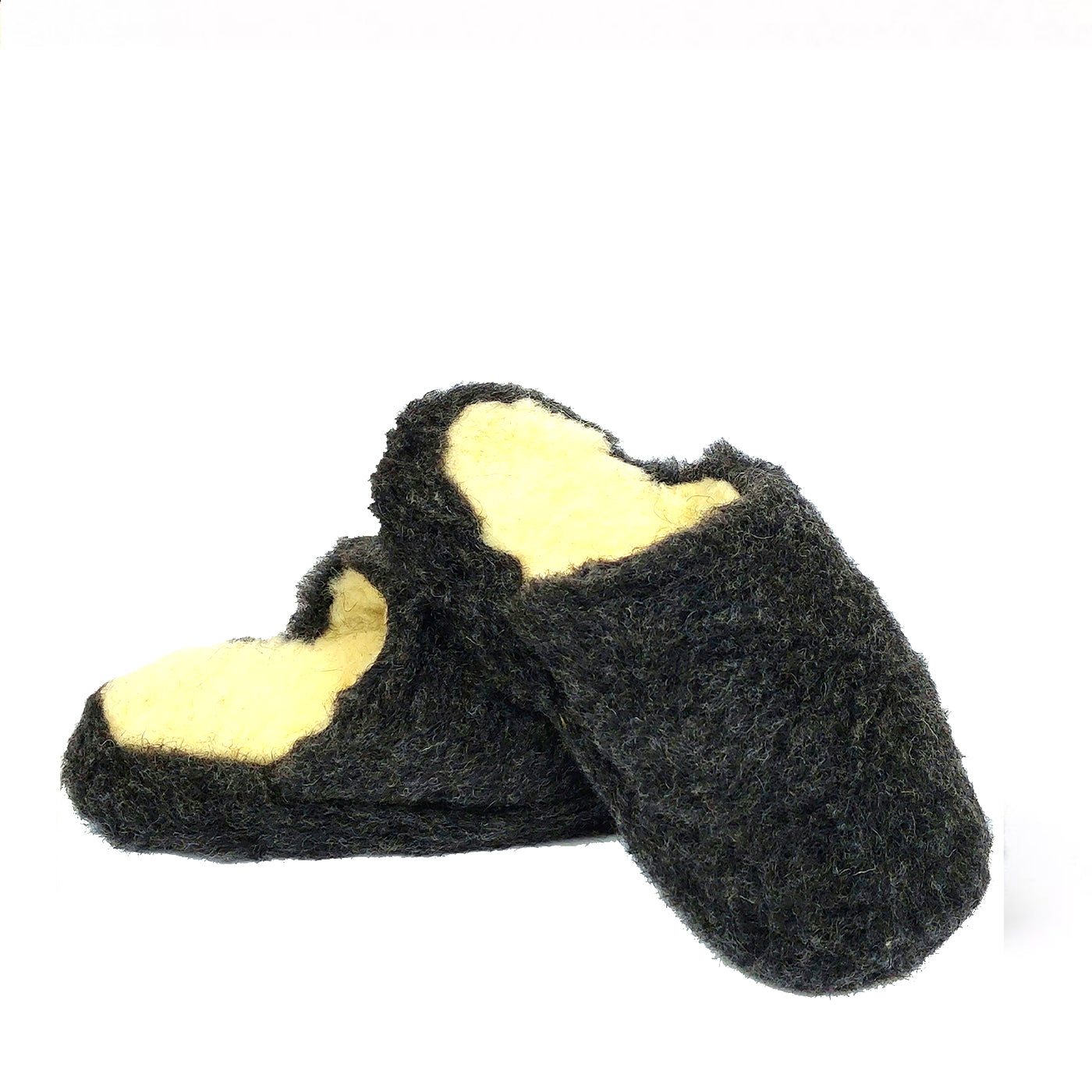 warme Pantoffeln aus Schafwolle Farbe schwarz